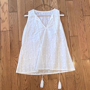 White Eyelet Sleeveless Top